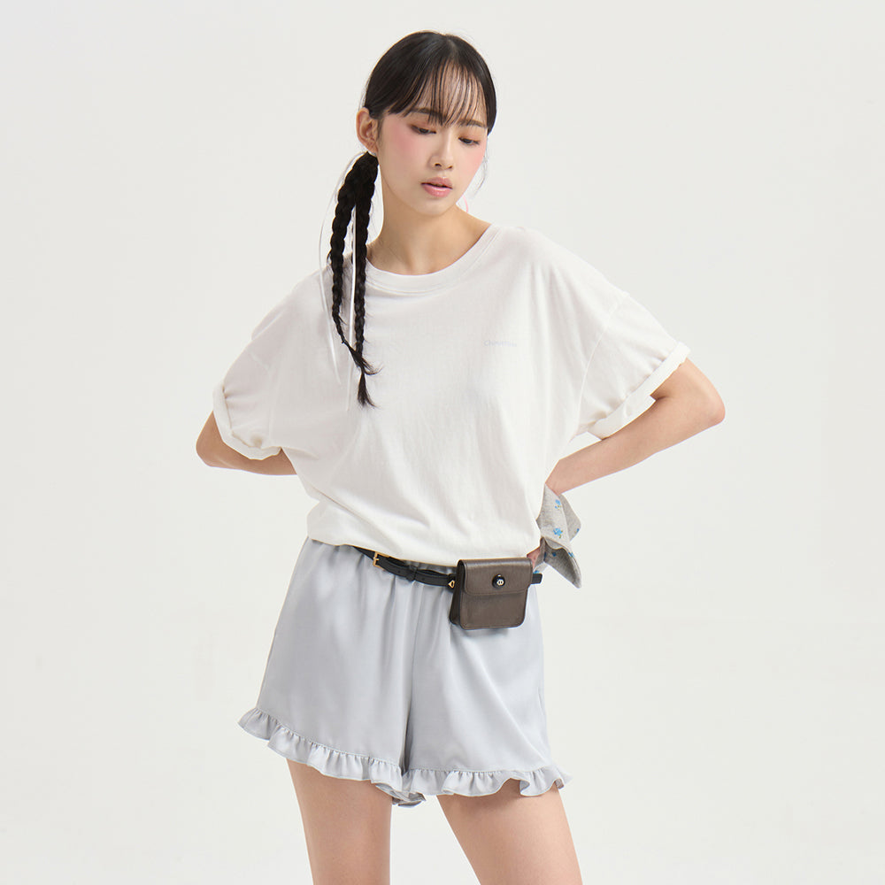 LUCKY CHOUETTE Chouetties by LUCKY CHOUETTE_Back Print Loose Fit Short T-shirt (white)_LATAX25410WHX