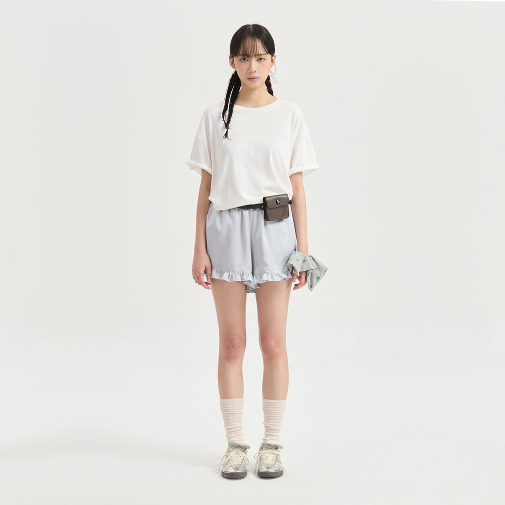 LUCKY CHOUETTE Chouetties by LUCKY CHOUETTE_Back Print Loose Fit Short T-shirt (white)_LATAX25410WHX