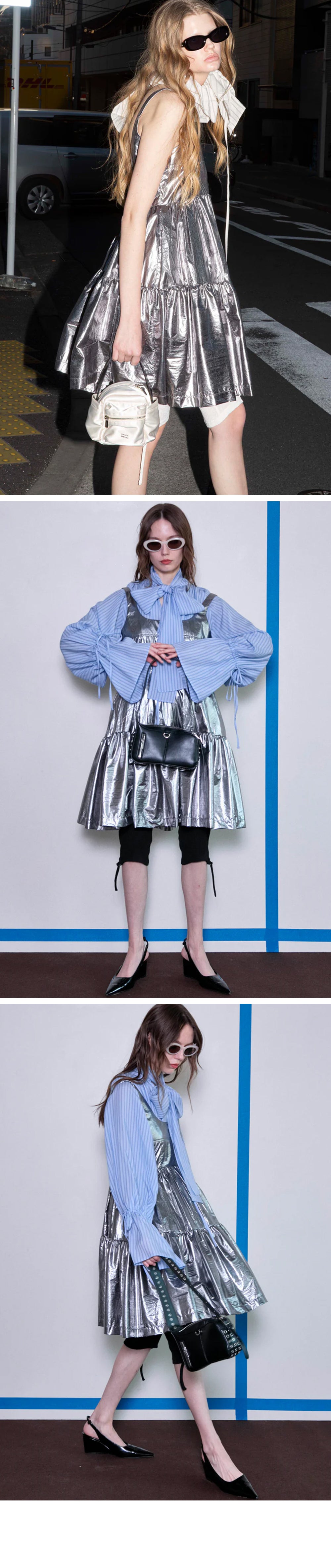 MAISON SPECIAL (W) TIERED TUNIC (SILVER)