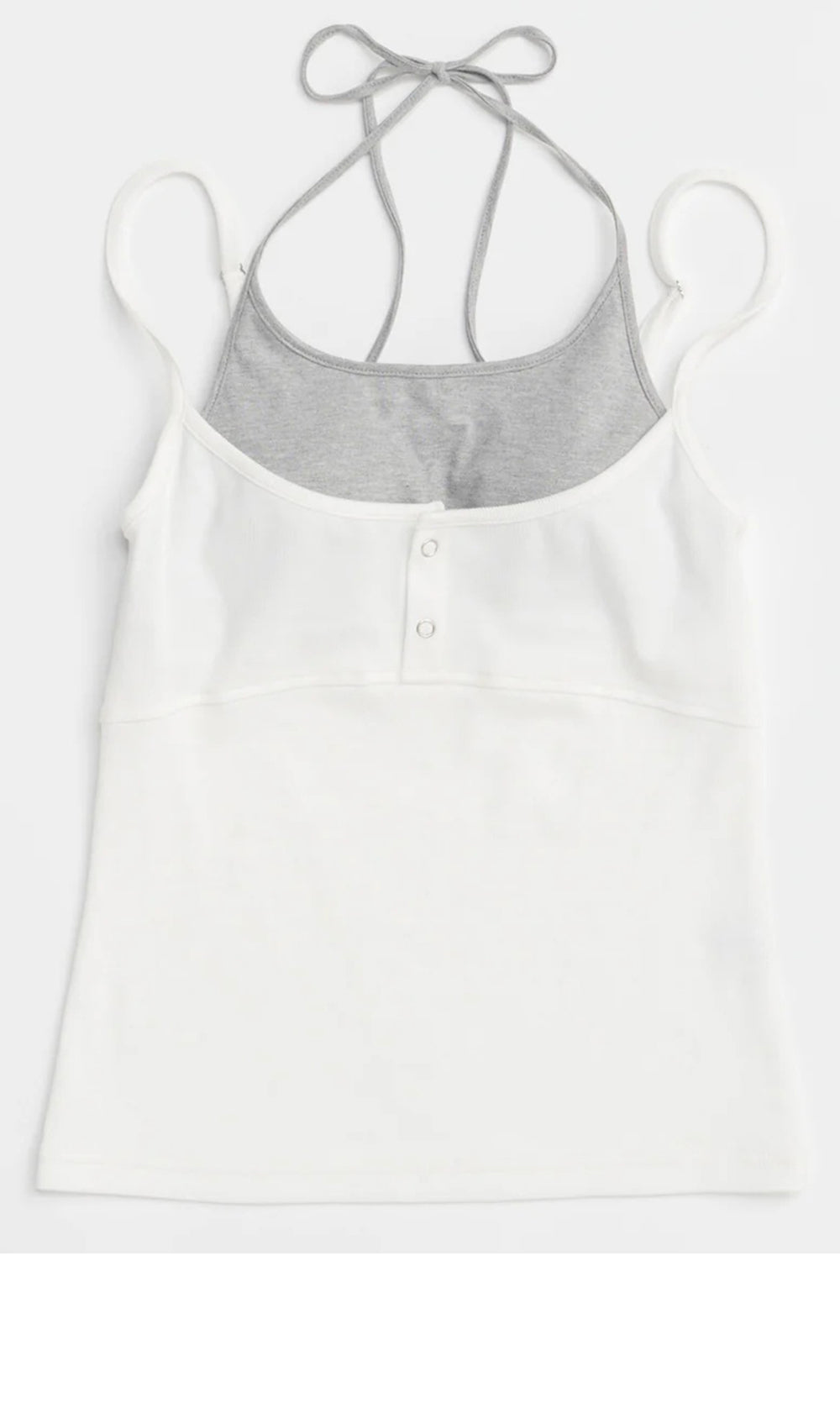 MAISON SPECIAL (W) HENLEY NECK LAYERED CAMISOLE (WHITE)