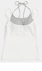 MAISON SPECIAL (W) HENLEY NECK LAYERED CAMISOLE (WHITE)