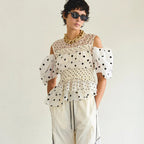 MAISON SPECIAL (W) 2WAY SLEEVE DOT RUFFLE BLOUSE (MULTI)