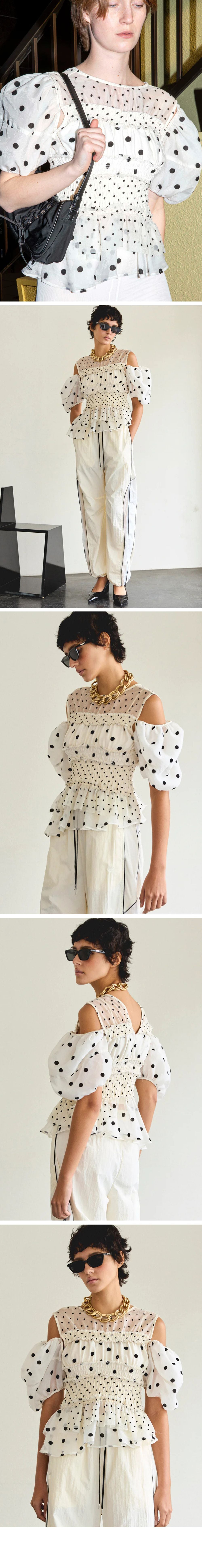 MAISON SPECIAL (W) 2WAY SLEEVE DOT RUFFLE BLOUSE (MULTI)