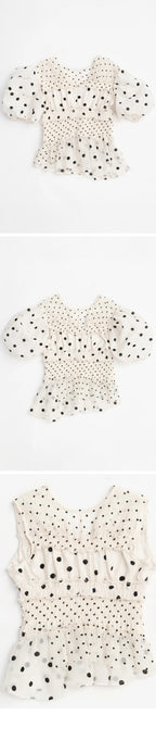 MAISON SPECIAL (W) 2WAY SLEEVE DOT RUFFLE BLOUSE (MULTI)
