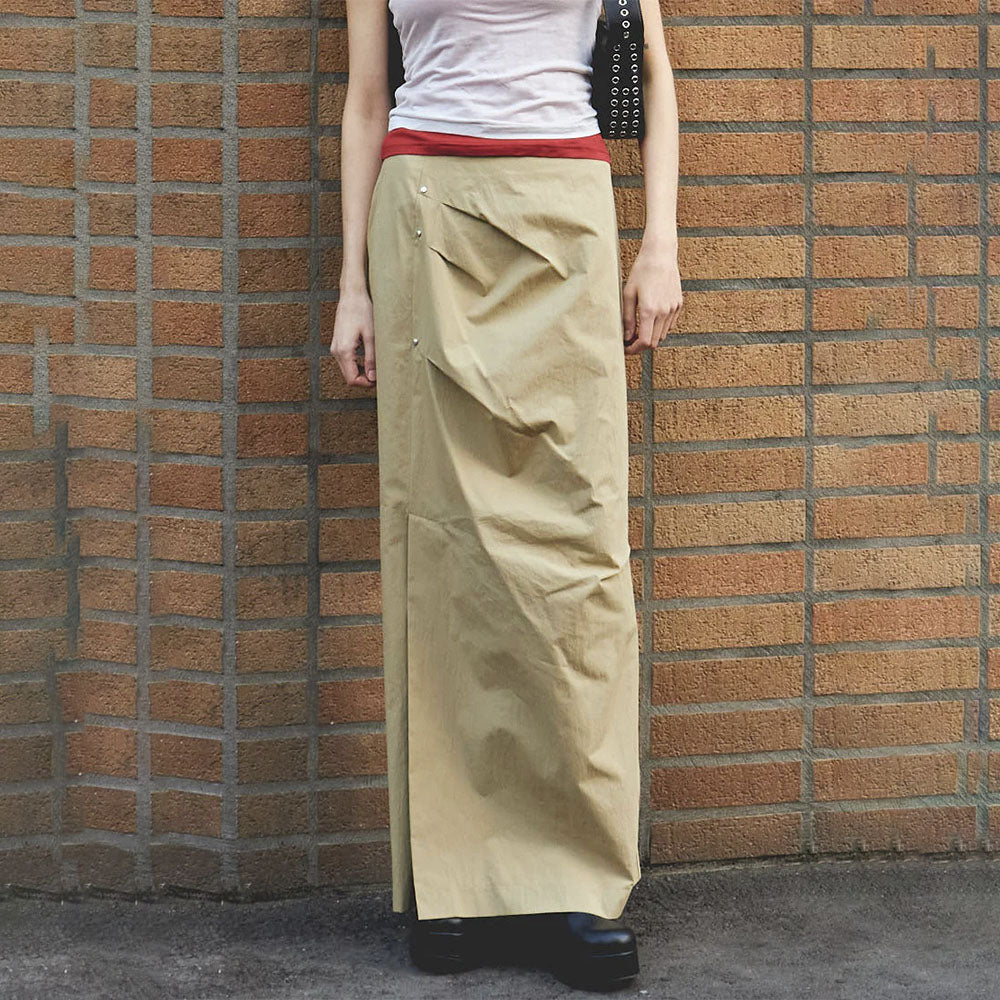 MAISON SPECIAL (W) SIDE SLIT TUCK TIGHT SKIRT (BEIGE)
