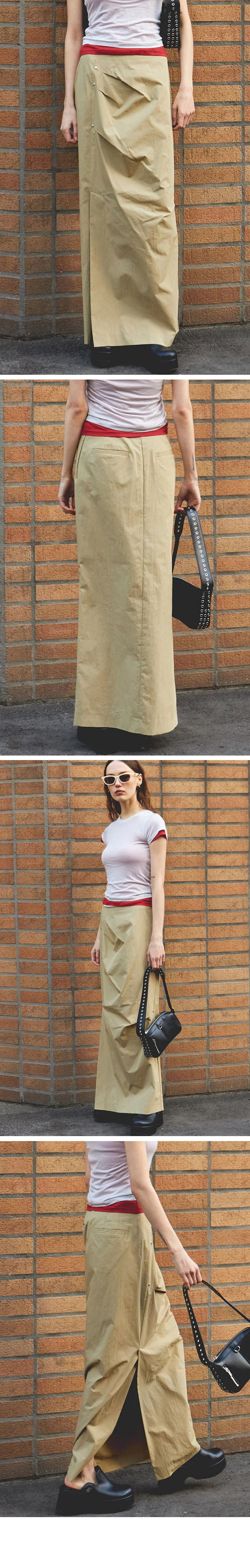MAISON SPECIAL (W) SIDE SLIT TUCK TIGHT SKIRT (BEIGE)