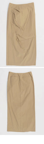 MAISON SPECIAL (W) SIDE SLIT TUCK TIGHT SKIRT (BEIGE)
