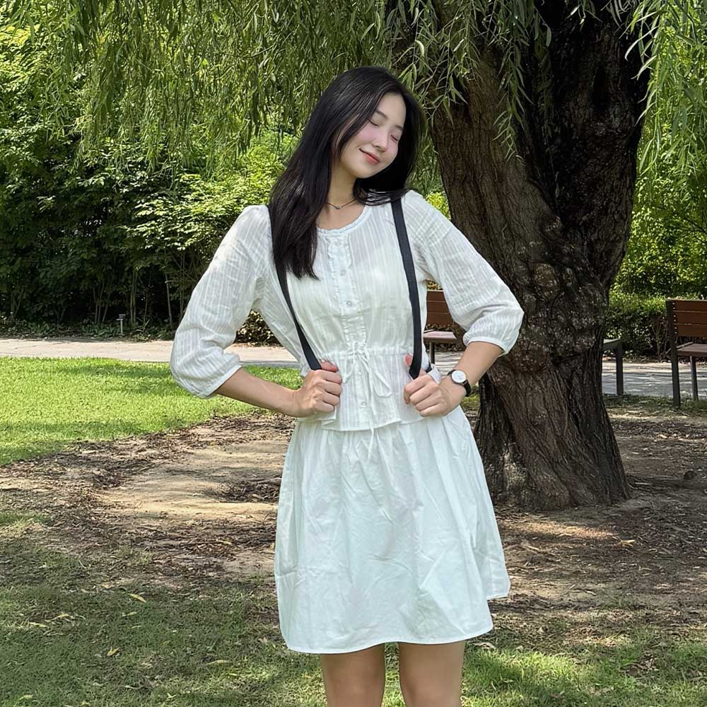 TMAKER FRILL STRING BLOUSE WT