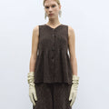CORDERA (W) FLECKED COTTON PEPLUM TOP (BROWN)