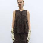 CORDERA (W) FLECKED COTTON PEPLUM TOP (BROWN)