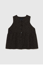CORDERA (W) FLECKED COTTON PEPLUM TOP (BROWN)