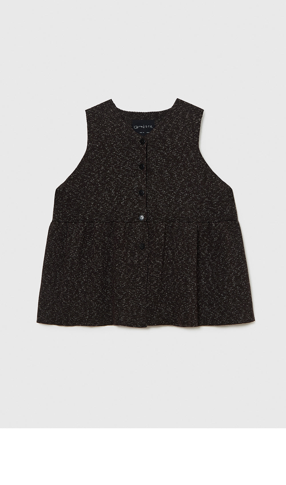 CORDERA (W) FLECKED COTTON PEPLUM TOP (BROWN)