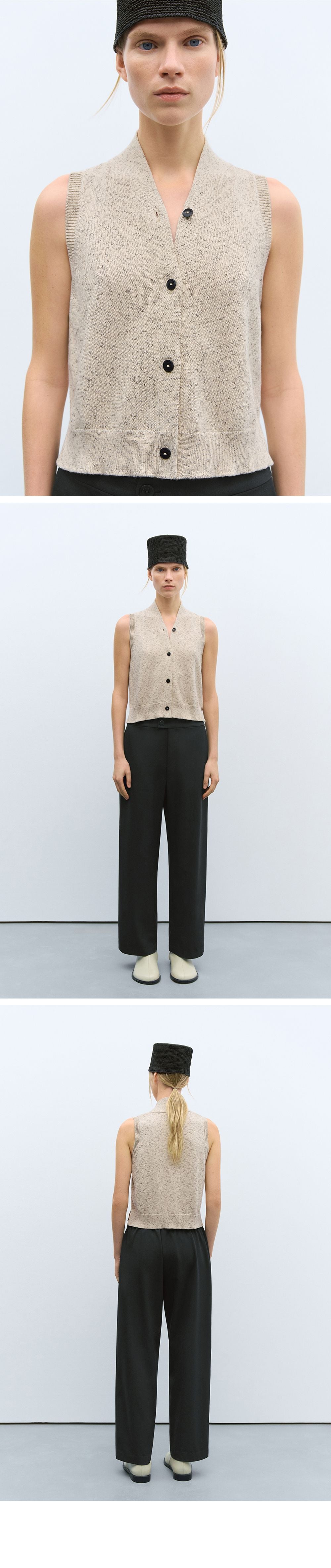 CORDERA (W) FLECKED COTTON VEST (NATURAL)
