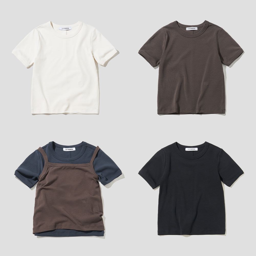 CITYBREEZE Cotton round short sleeve t-shirt (Basic)_4COLORS