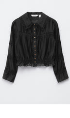 & Other Stories Long Sleeve Lace Blouse (Black)