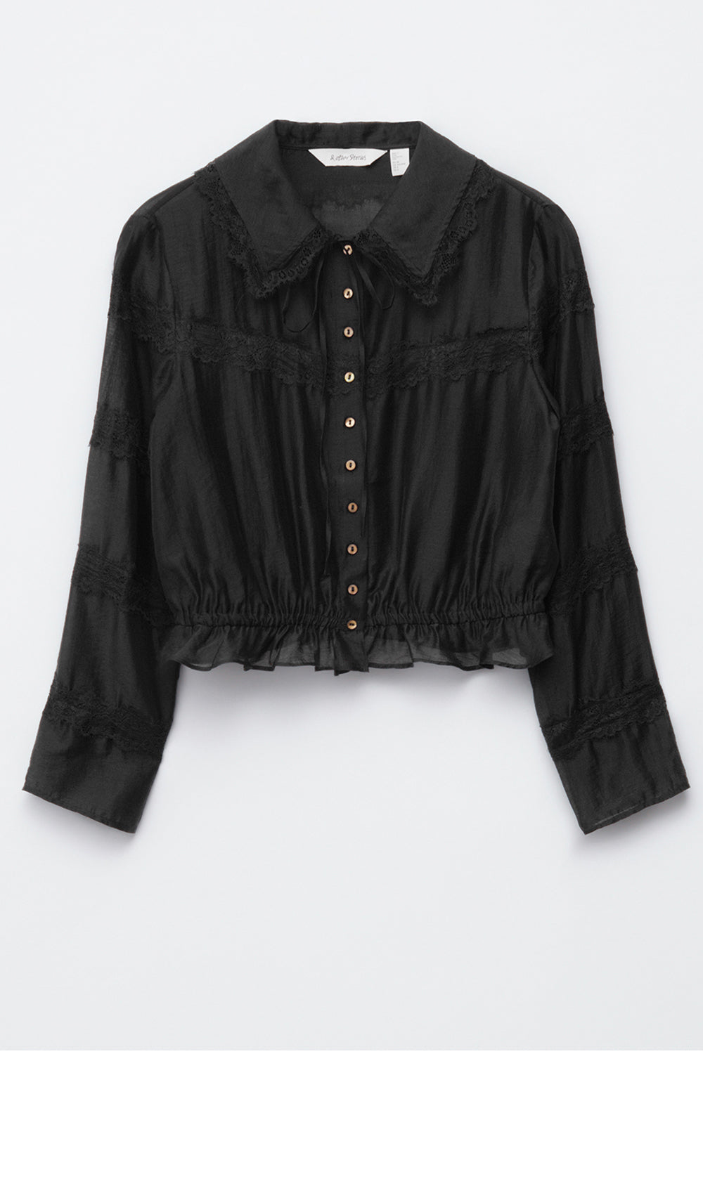 & Other Stories Long Sleeve Lace Blouse (Black)