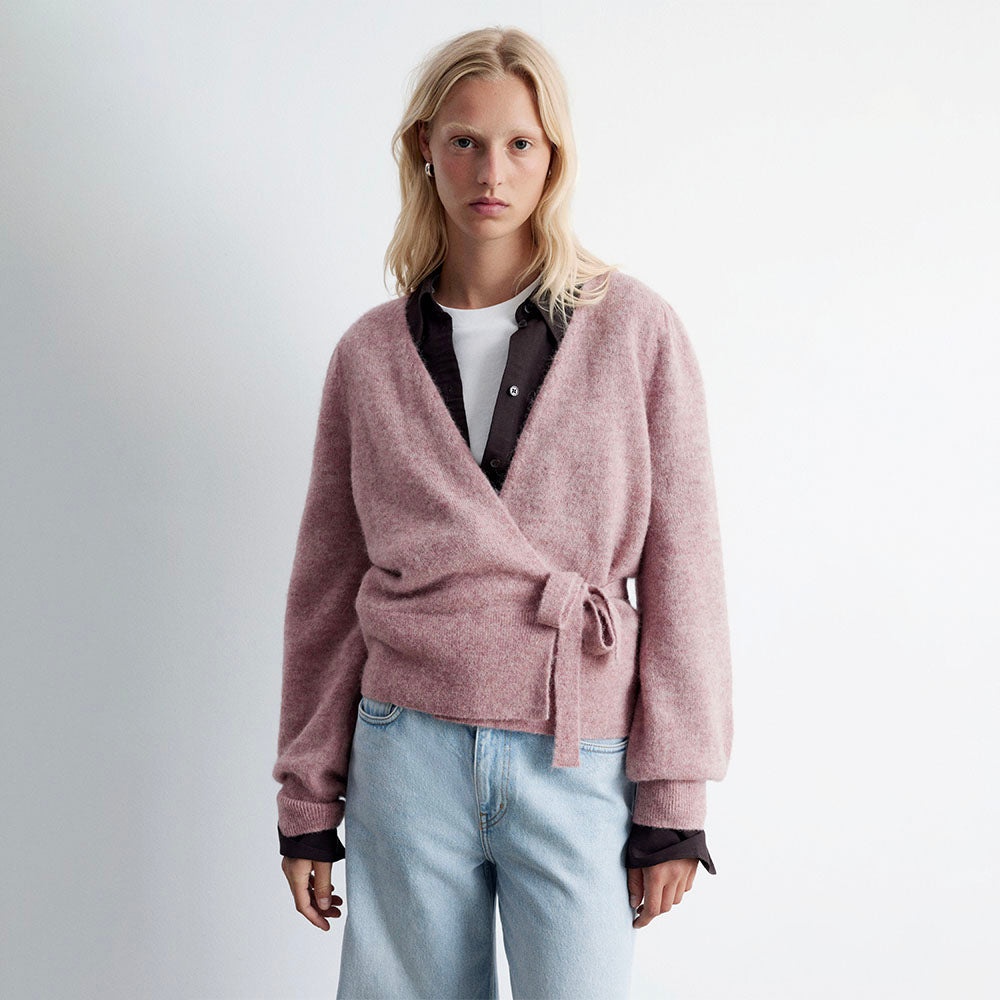 & Other Stories Mohair Blend Knit Wrap Cardigan (Dusty Pink)