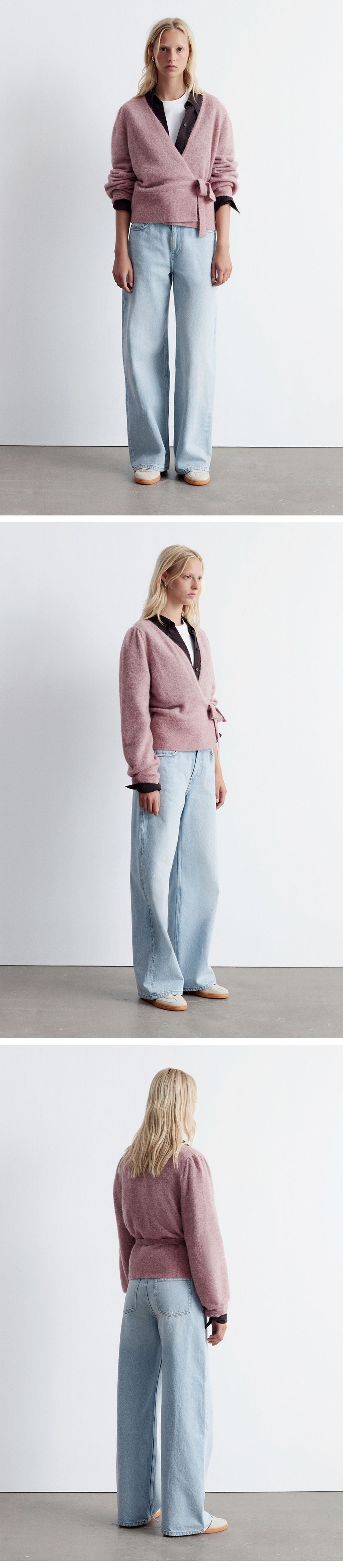 & Other Stories Mohair Blend Knit Wrap Cardigan (Dusty Pink)