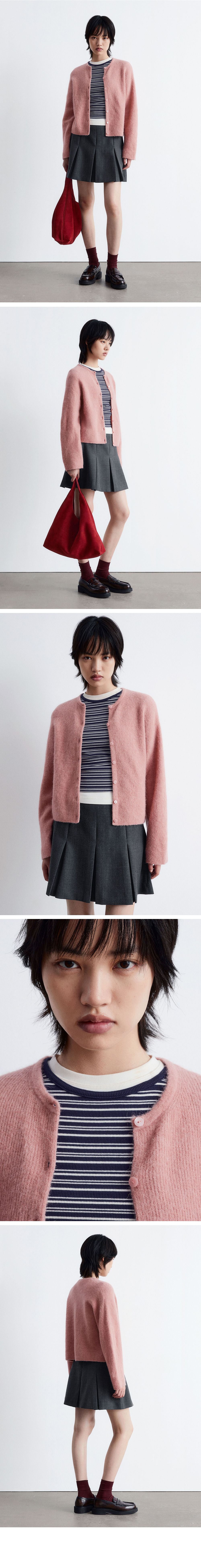& Other Stories Alpaca blend knit cardigan (Dusty Pink)