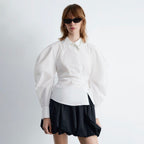 & Other Stories Asymmetrical Cotton Shirt (White)