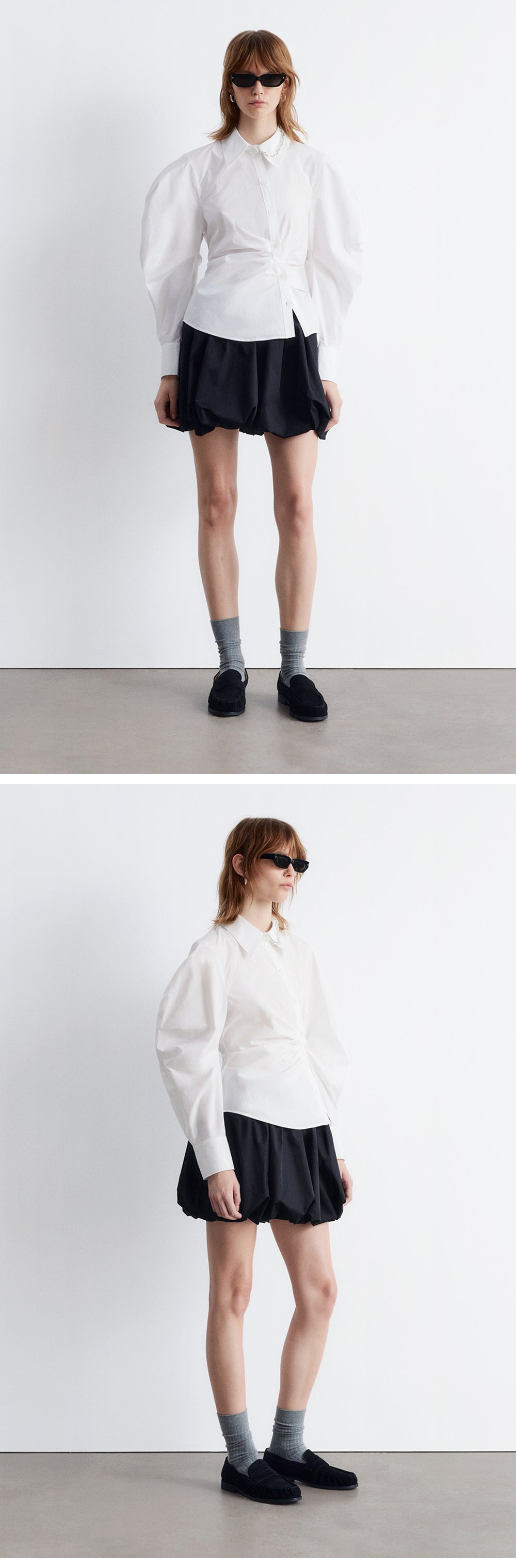 & Other Stories Asymmetrical Cotton Shirt (White)