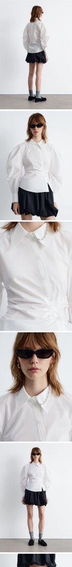 & Other Stories Asymmetrical Cotton Shirt (White)