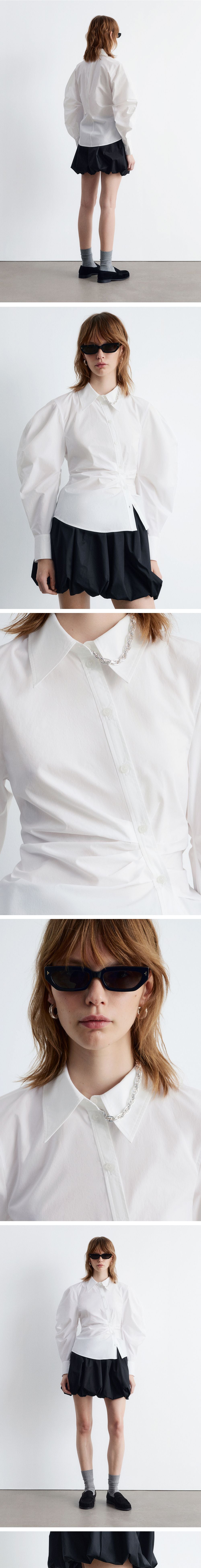 & Other Stories Asymmetrical Cotton Shirt (White)