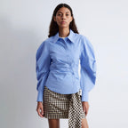 & Other Stories Asymmetrical Cotton Shirt (Mid Blue)
