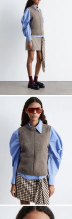 & Other Stories Asymmetrical Cotton Shirt (Mid Blue)