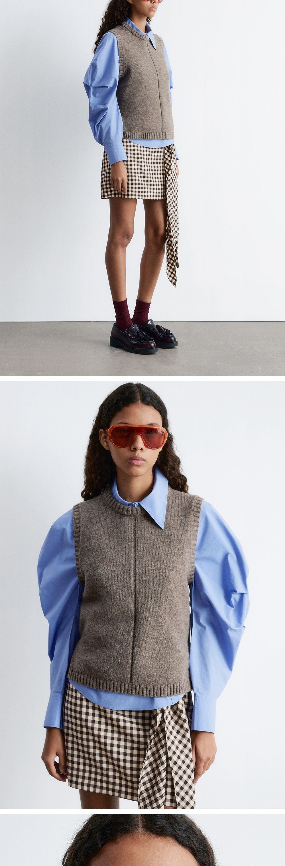 & Other Stories Asymmetrical Cotton Shirt (Mid Blue)