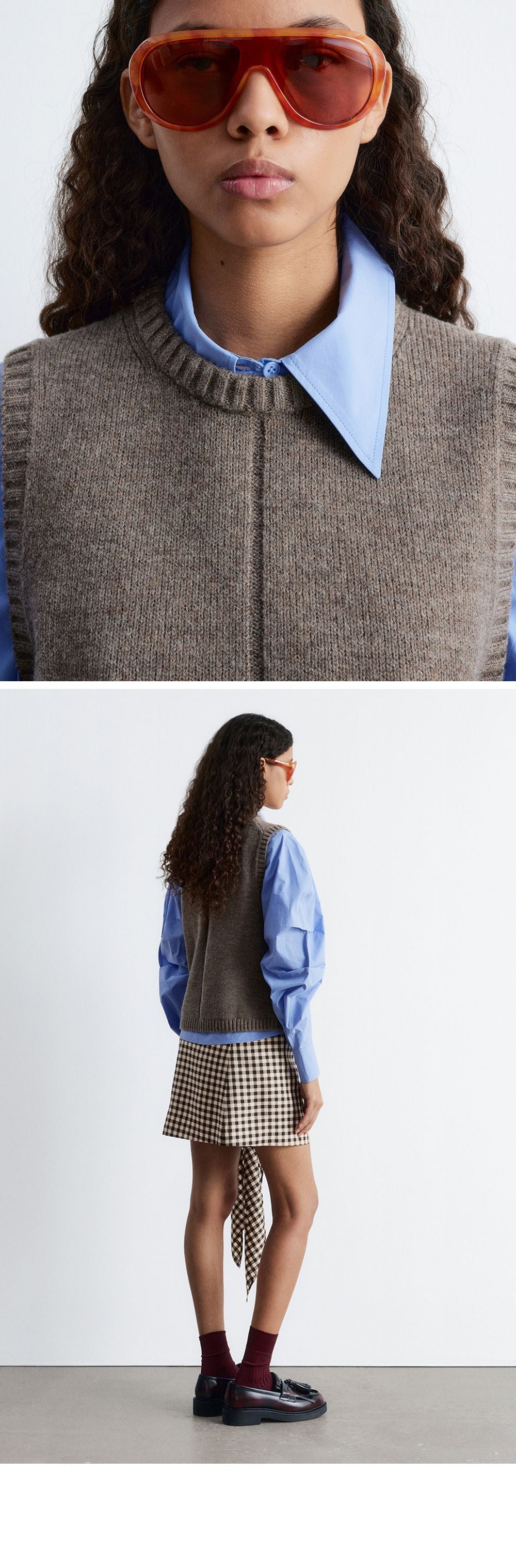 & Other Stories Asymmetrical Cotton Shirt (Mid Blue)