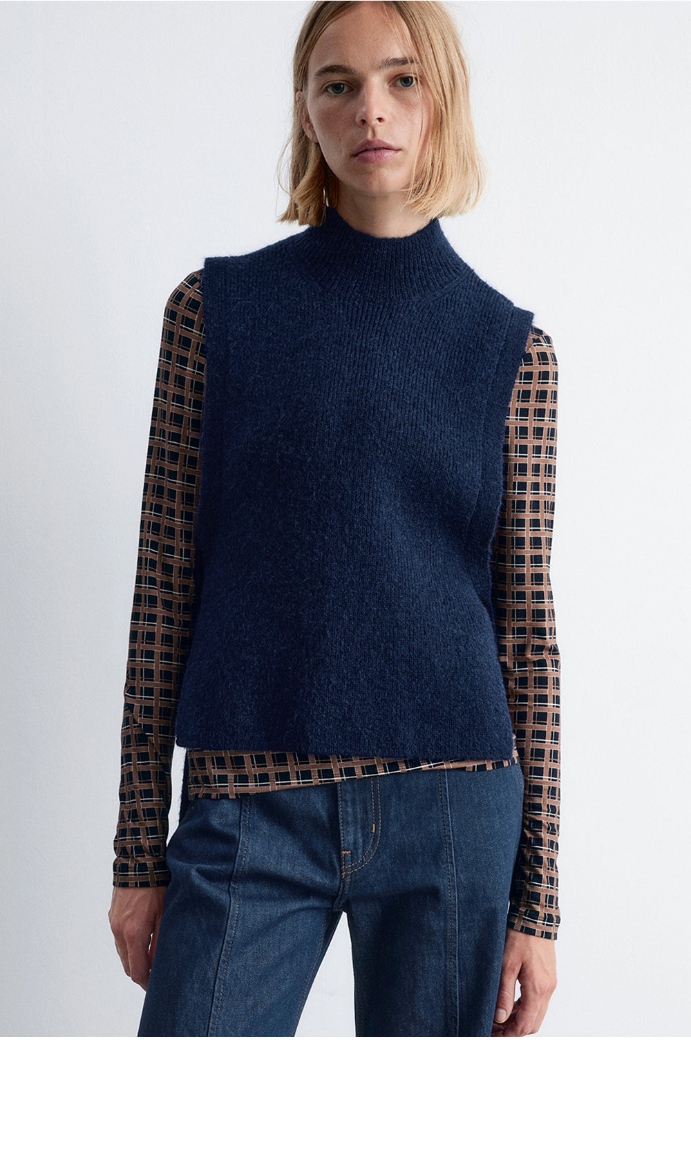 & Other Stories Wool Vivid Collar (Navy Blue)