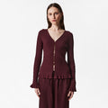 & Other Stories Textured Knit Cardigan (Dark Red)