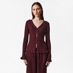 & Other Stories Textured Knit Cardigan (Dark Red)