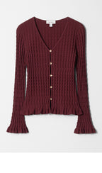 & Other Stories Textured Knit Cardigan (Dark Red)