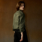 MAGOODGAN Femerald 2203 Washed Khaki Cropped Western Shirt