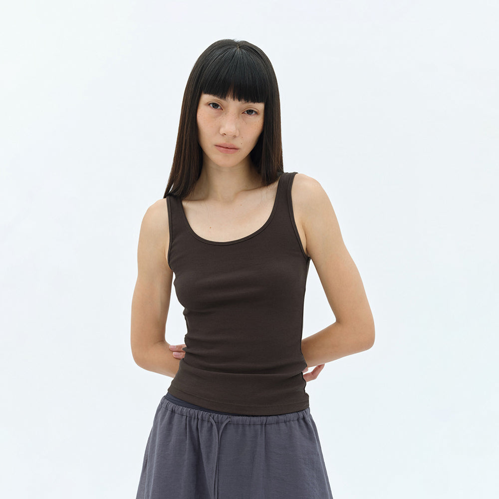 SUTTO [5th]Basic Rib Sleeveless (Brown)