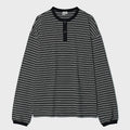 partimento Henley Neck Stripe Long Sleeve Black