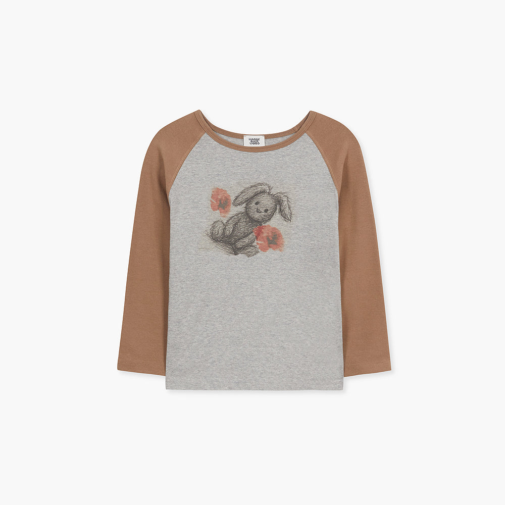 MARGESHERWOOD RABBIT RAGLAN T-SHIRT_grey/brown