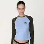 SUNBURNPROJECT RAGLAN LONG SLEEVE TOP, CHARCOAL