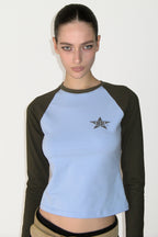 SUNBURNPROJECT RAGLAN LONG SLEEVE TOP, CHARCOAL