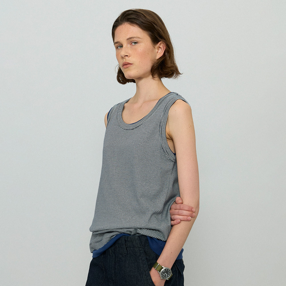 L'EAU [2nd] Leau sleeveless_navy stripe