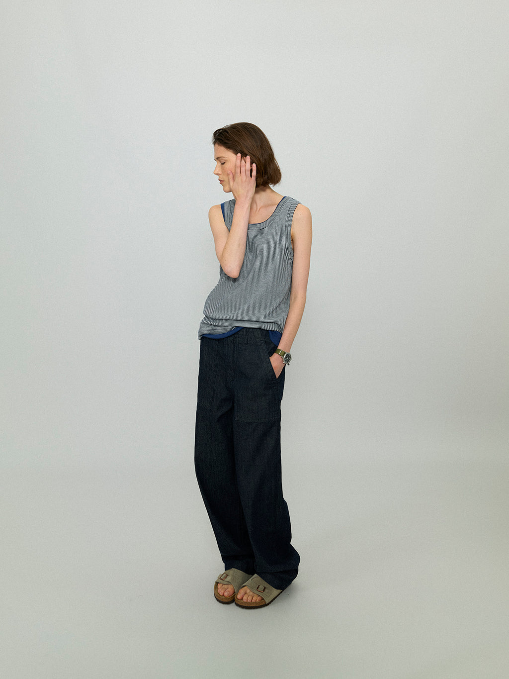 L'EAU [2nd] Leau sleeveless_navy stripe
