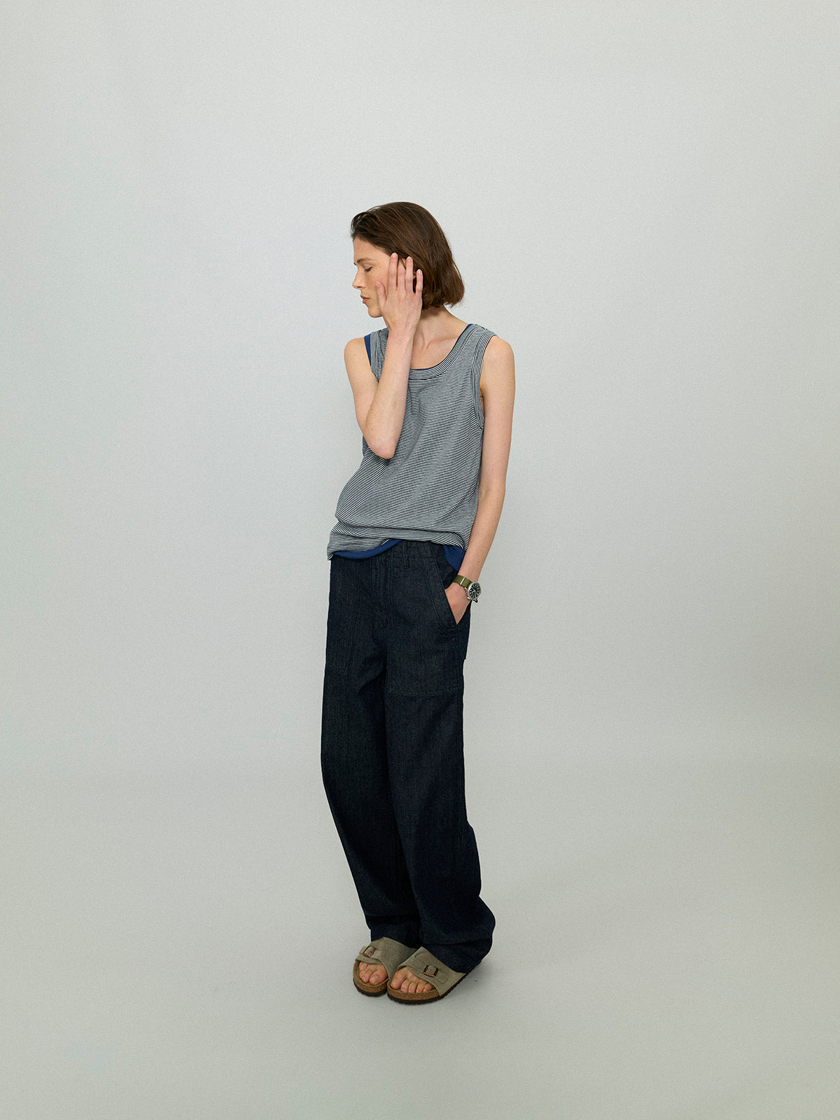 L'EAU [2nd] Leau sleeveless_navy stripe