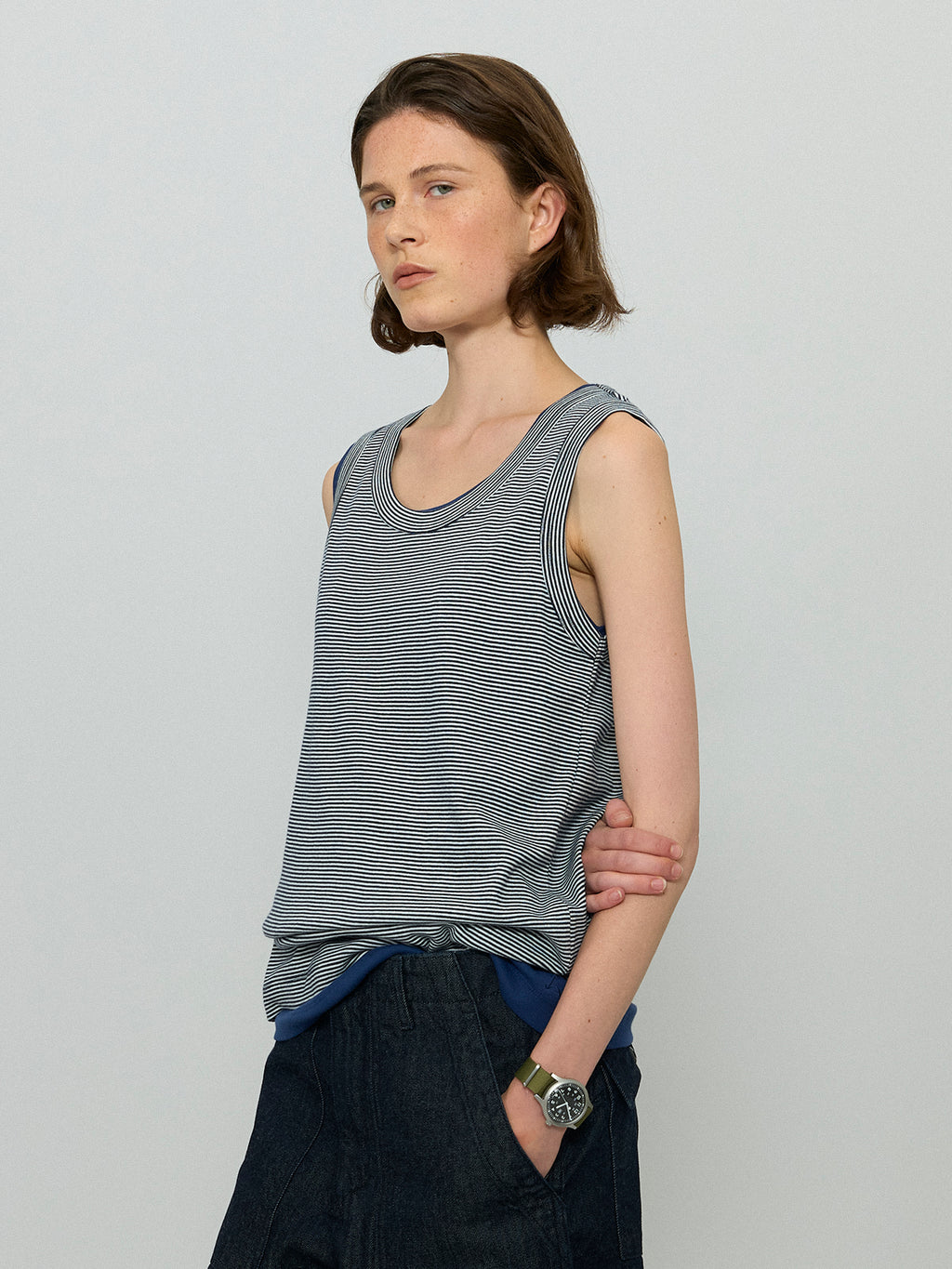 L'EAU [2nd] Leau sleeveless_navy stripe