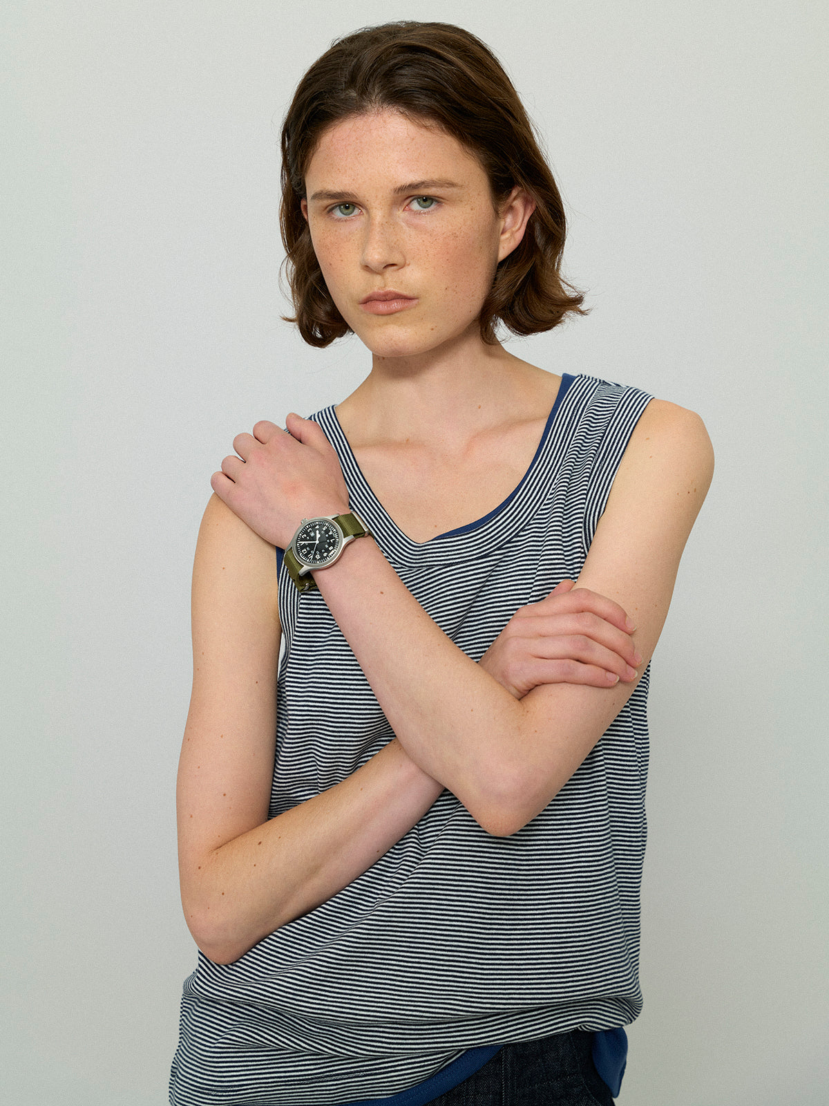 L'EAU [2nd] Leau sleeveless_navy stripe