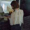 LAMEREI [20th Reorder] Tie See-through Blouse[LMBFCO25SH314]-2color