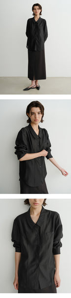 EAAH KYLA SHEER LINE SHIRT (BLACK)