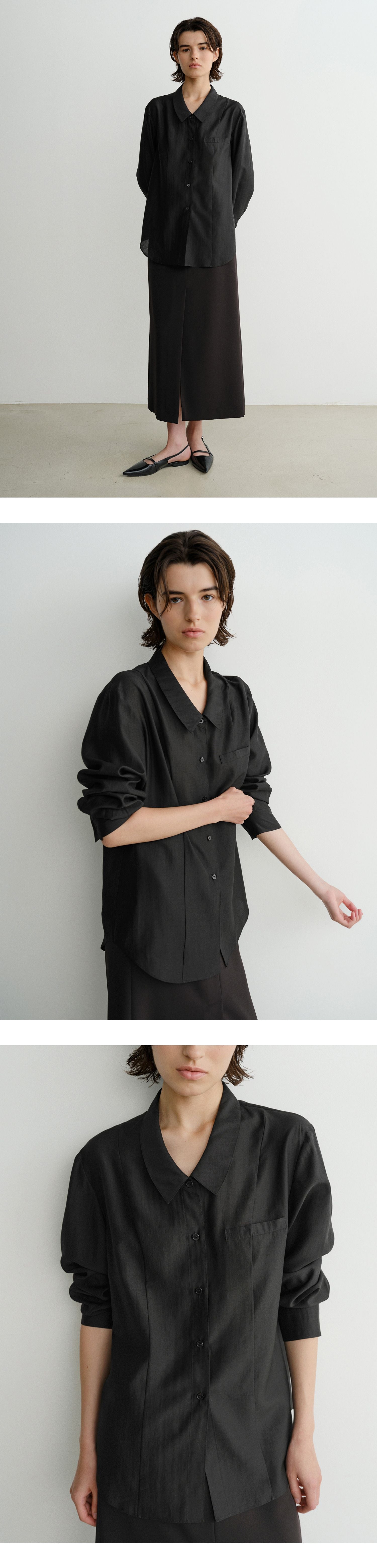EAAH KYLA SHEER LINE SHIRT (BLACK)