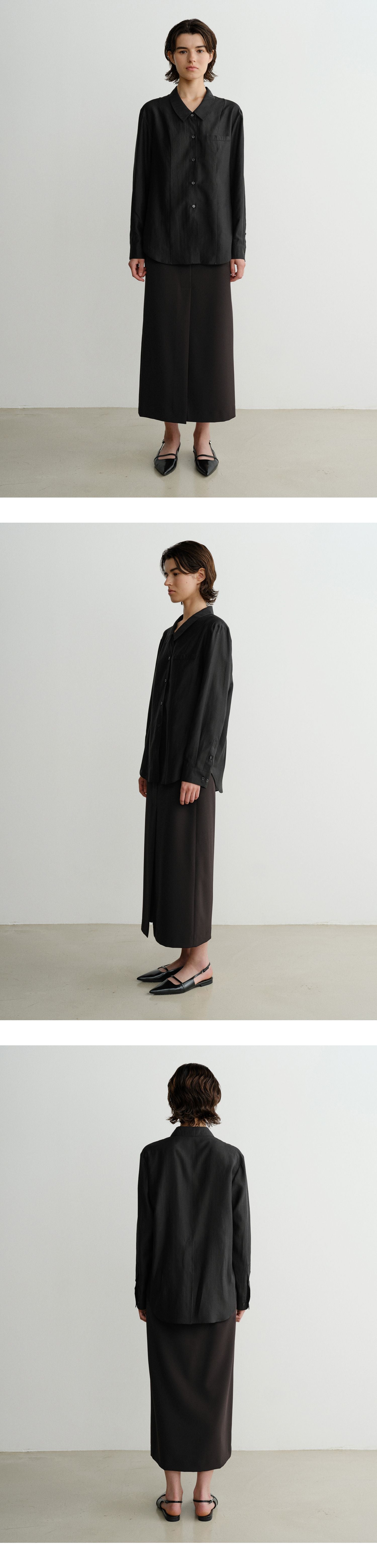 EAAH KYLA SHEER LINE SHIRT (BLACK)